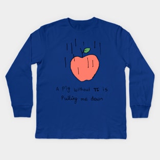 Gravity pulling down apple science funny illustration Kids Long Sleeve T-Shirt